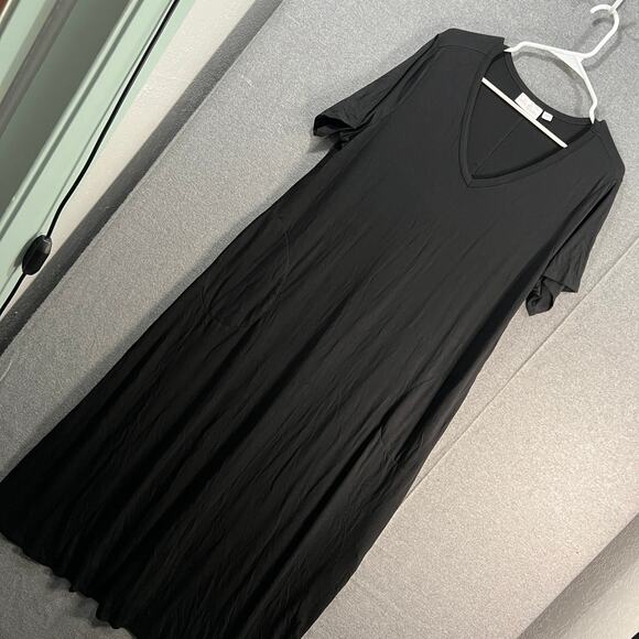 Belle by Kim Gravel Regular Print or Solid V-Neck Maxi Dress Black, Large - Picture 1 of 14